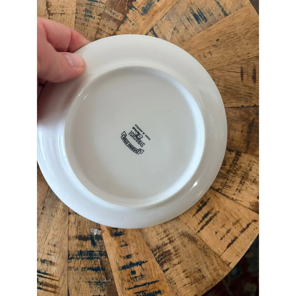 Syracuse China Evening Star Bread Butter Plates Set 4‎ Atomic Starburst MCM 6in